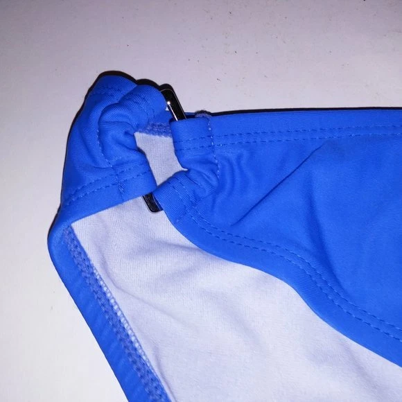 Parte inferior de bikini de natación Jaclyn Smith azul liso plateado herrajes trajes de baño Foto 3 de 4