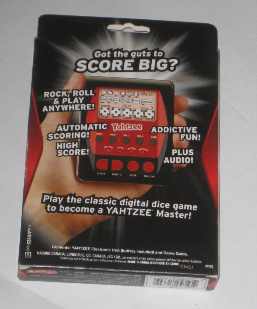 Yahtzee Electronic Hand Held Digital Board Game By Hasbro New In Box. 2012 eBay