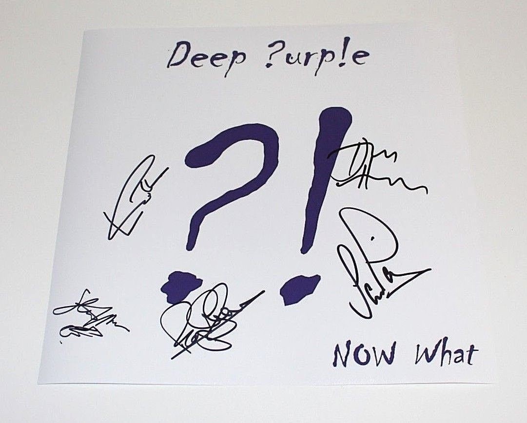 DEEP PURPLE BAND SIGNED NOW WHAT ALBUM FLAT PHOTO w/COA x5 IAN