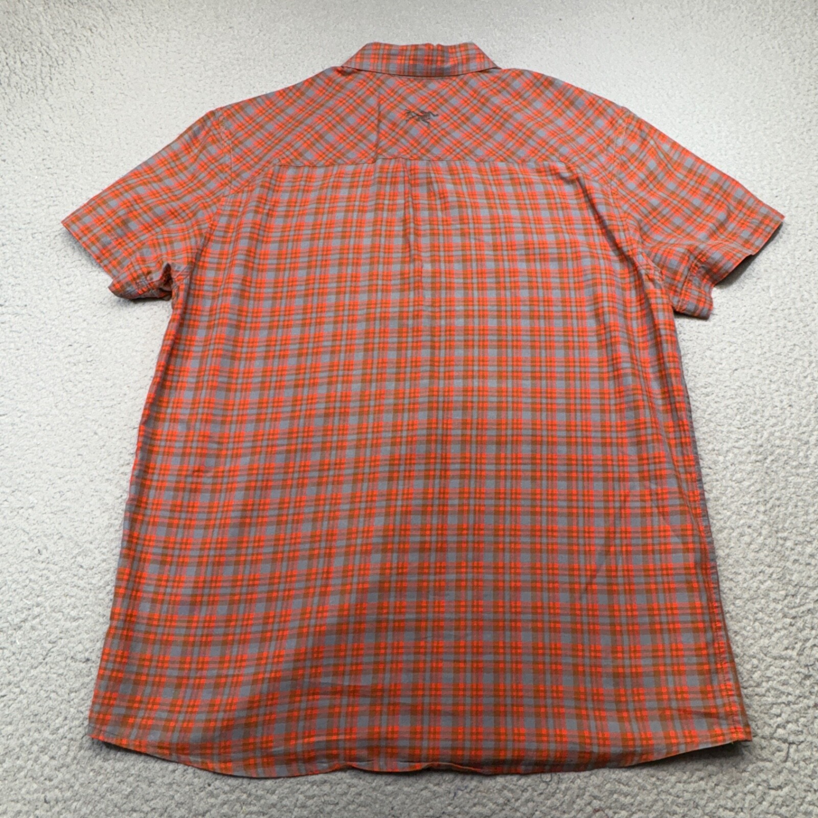 ARC'TERYX Arcteryx Camicia Uomo Grande Arancione Plaid Performance Misto Cotone Tasca Casual