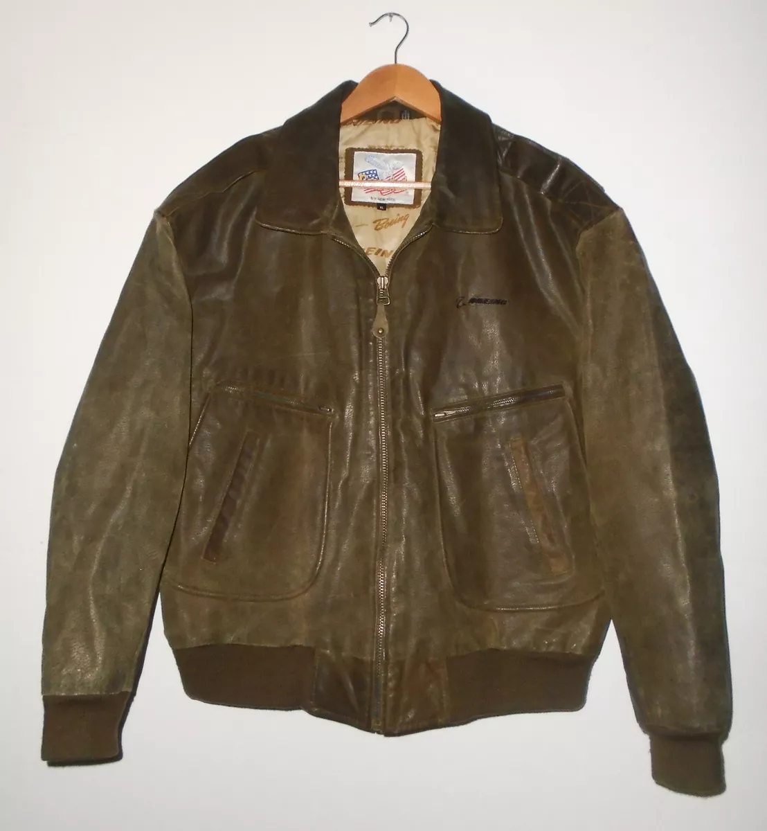 VTG Excelled Size Large Aviators Flight Bomber Leather Brown