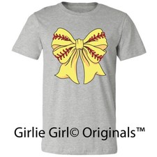 LM Softball Bow-171 Athletic Heather Gray Short Sleeve T-Shirt