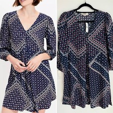 LOFT Women’s Small Bandana Print Pleated Mini Dress NEW Casual