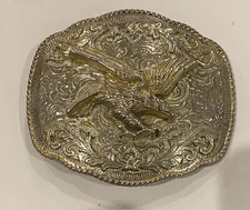 Bald Eagle Patriotic Western Rodeo Cowgirl Cowboy July 4th Belt Buckle *flaw*