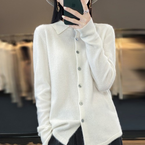 Camisa tejida otoño para mujer manga larga suéter suelto imitación cachemir cárdigans - Imagen 3 de 21