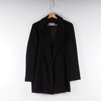 Jil Sander Vintage Women's Black Wool Angora Open Coat Jacket size