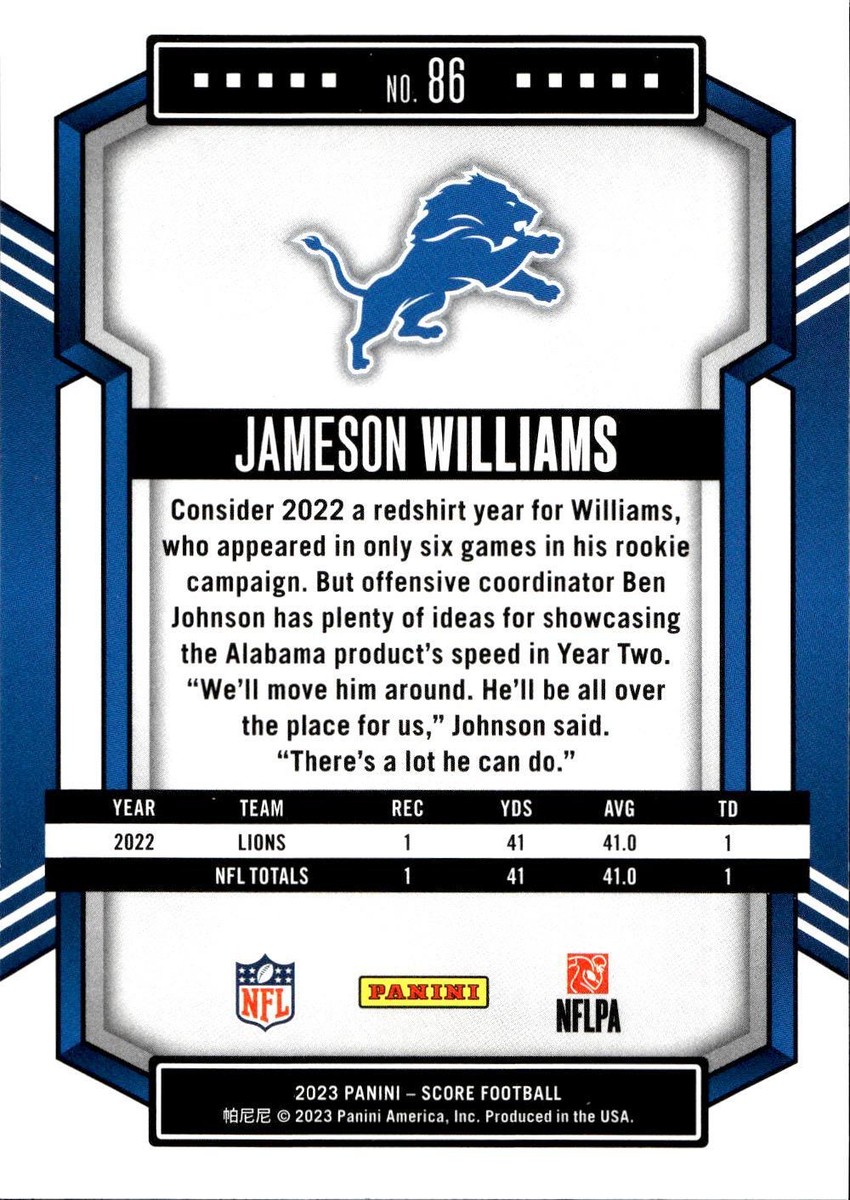 2023 Score #86 Jameson Williams | eBay