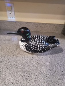Hand Carved Wood Painted Loon ? Bird Sculpture Decoy 13" X 7" 
