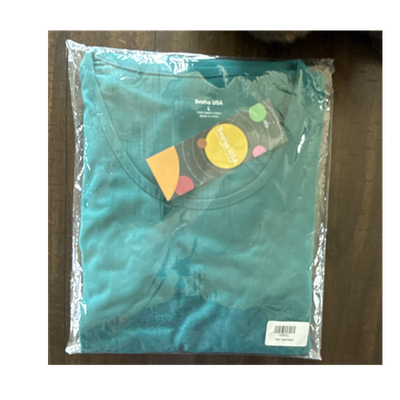 #ad Svaha USA Twirl Dress Teal L 100% Organic Cotton Jersey Crew Neck Women $49.99