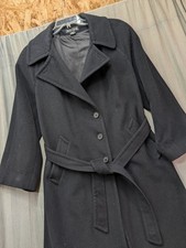 Steve by Searle Black Wool Long Pea Coat Women's Size 12 Made In USA