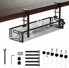 Under Desk Cable Management, No Drill Cable Tray Tidy, Metal Mesh Accessories Bo