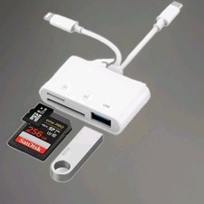 SD Card Reader for iPhone, iPad, USB C Lightning Dual Port SD Card Adapter