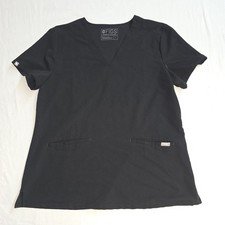 FIGS Casma 2 Pocket Scrub Top Black Large Nurse Hospital Uniform Healthcare