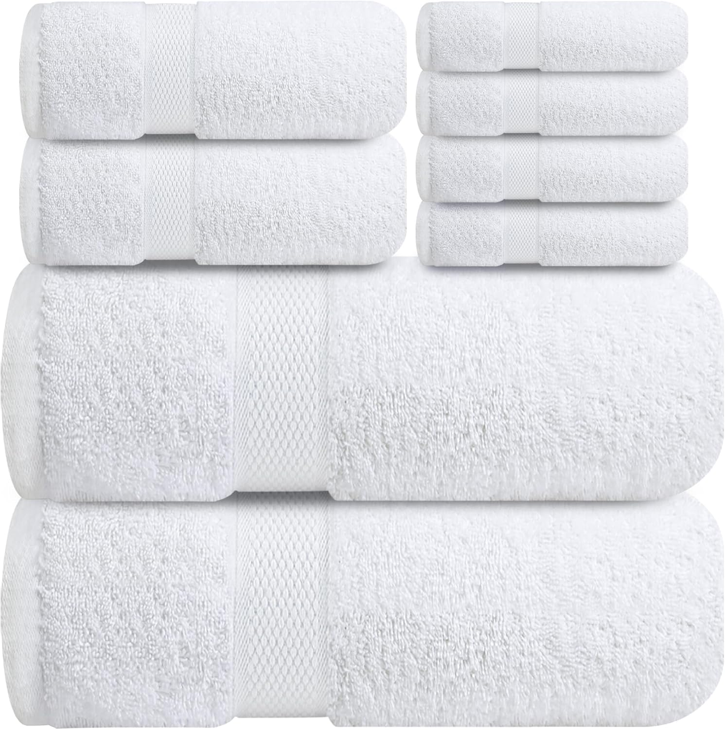 Luxury 8-Piece Cotton Bath Towel Set with 2 Bath 2 Hand and 4 Washcloths