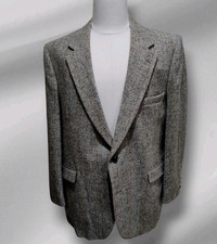 Harris Tweed Blazer Men's 44R READ Brooke Deane Vintage Gray Scottish Wool