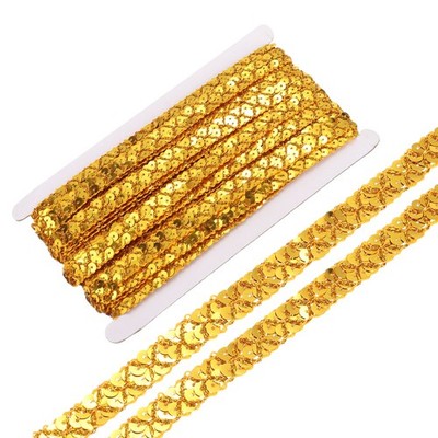 14 Yard Sequins Beaded Lace Trim 2 Row 0.6 inch Braid Trim Gold