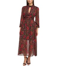 GUESS Womens Printed Chiffon Midi Maxi Dress, Multicoloured, 10