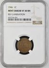 1946 P Wheat Cent Rev Lamination Mint Error VF 30 NGC BN