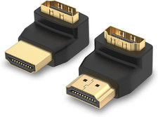 2 Pack HDMI Right Angle Adapter 90 270 Degree Male To Female 4K 3D Port Saver
