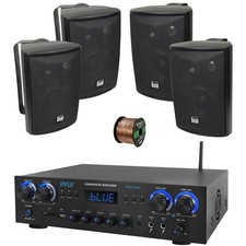 Pyle PDA77BU 4-Channel Home Audio Bluetooth Receiver, 4x 4" 200W Speakers, Wire