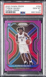 2020 PANINI PRIZM PURPLE PRIZM #256 TYRESE MAXEY 29/99 PSA 10