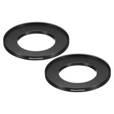 43mm-67mm Metal Step Up Ring, 2 Pcs Camera Lens Filter Adapter Ring Black