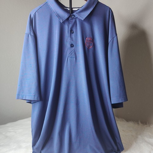 Cutter and Buck Shirt Mens XXL Blue Striped Collar Short Sleeve Golf Polo - 第 1/6 張圖片