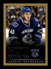 600. 2013-14 score . #637 Jordan Schroeder . Hot Rookies RC Gold border .PWE (B)