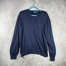 Polo Ralph Lauren Sweater Mens XL Navy Blue Pima Cotton Knit Pullover Preppy