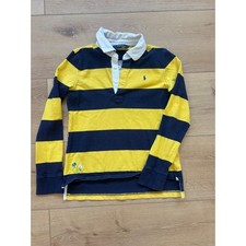 Polo Ralph Lauren Kids Rugby Shirt Navy Yellow Striped Size Large 12-14