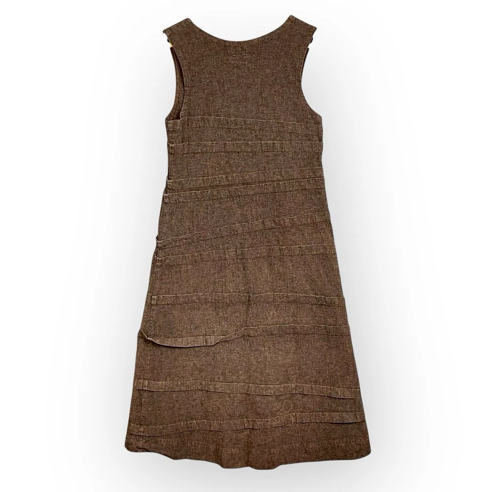 Vestido midi sin mangas minimalista terroso Filly Designs talla L moda lenta artístico Foto 3 de 4