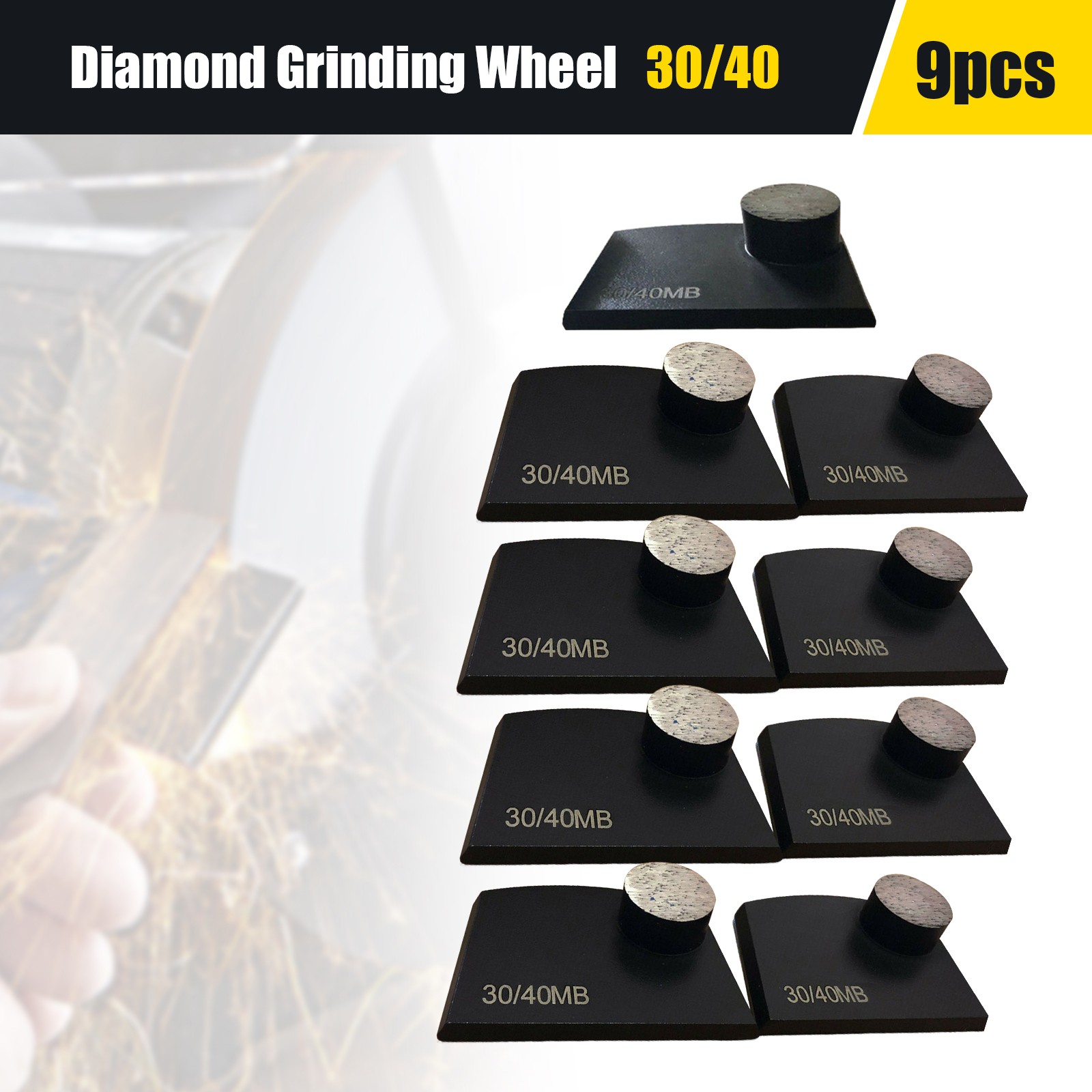 9pcs Diamond Grinding Round Button Lavina Edco Floor Concrete Grinder Grit 30/40