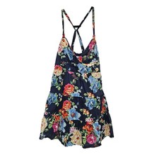 Abercrombie Fitch S Floral Mini Dress Blue Tiered Sundress Boho Festival Casual
