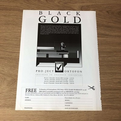 GRAM79 MAGAZINE ADVERT 11X8 PRO-JECT TURNTABLE/ORTOFON CARTRIDGE