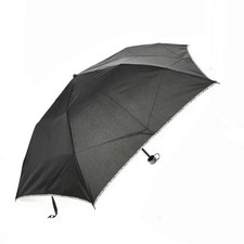 Burberry Folding Umbrella Black Nova Check Piping Horse Logo Embroidery Women'S