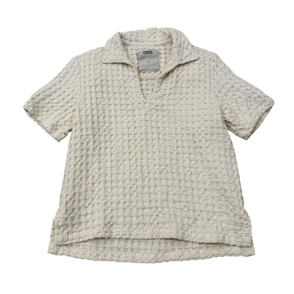 OAS Ecru Jaffa Waffle Shirt Size Medium