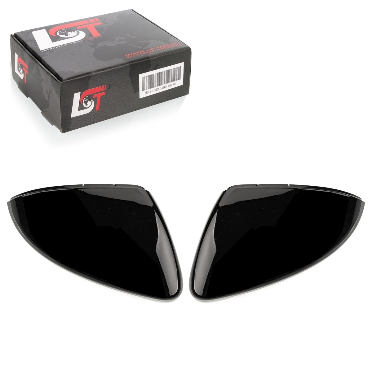 2x Mirror Cover Left Right Deep Black Gloss for VW Golf 7 VII GTI GTD R