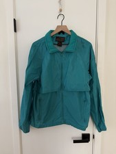 Eddie Bauer Vintage Mens M Teal Nylon Windbreaker Jacket W Mesh Lining Full Zip