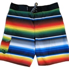 Mens OCEAN CURRENT 4-WAY Stretch Swim Board Shorts Size 38 Colorful Beach Summer