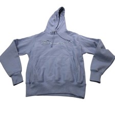 Champion Hoodie Sweatshirt Mens Small Blue Reverse Weave Script Logo Pullover