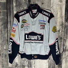 NASCAR Jacket Lowes Jimmie Johnson 48 Vintage Racing Grey Chase JH Design Sz L