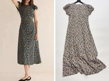 Women Doen Cotton Floral Slim Fit Short Sleeve Flare Midi Dress