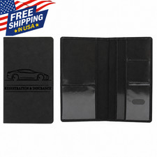 Leather Car Document Holder License Registration Insurance Organizer US