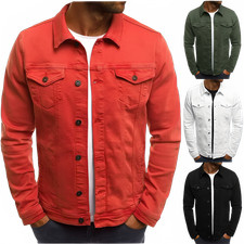 Men's Denim Jacket M-4XLClothing Fashion Jackets Solid Color Business
