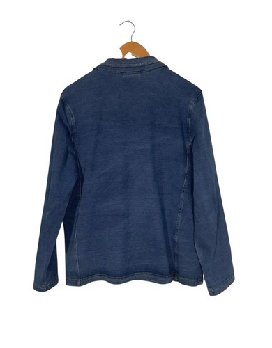 Draper’s & Damon’s Blue Denim Look Stretch Cotton Zip Up Jacket Pockets Coat - Picture 16 of 23