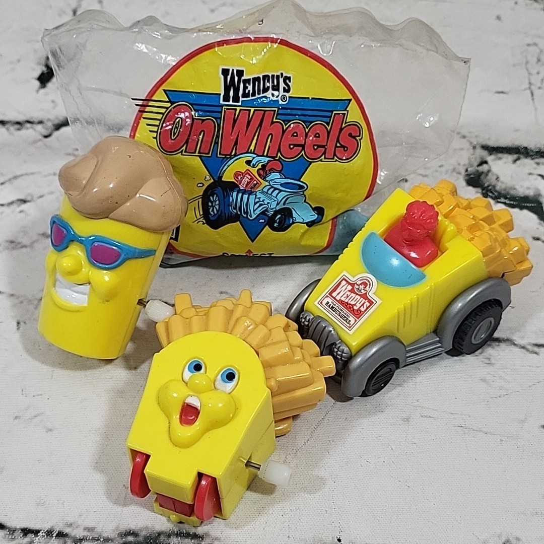 Vintage 90s Wendy's Kids Meal Toys Lot Of 4 Wheels Cars Fries