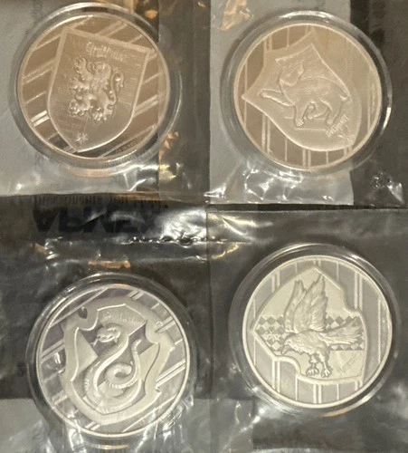 4 x 1oz Silver “Harry Potter” Individual Sealed Houses. BU   Arrives In Capsule!