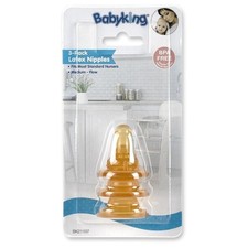Baby King 3-Pack Latex Nipples Medium Flow BPA Free BK21107