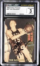 1993 Action Packed Hall of Fame #29 Tom Heinsohn JSA AUTO 8 - CGC 3