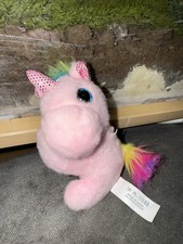 Unbranded Pink Rainbow Unicorn 8  Wearable Slap Bracelet Sparkly Blue Eyes